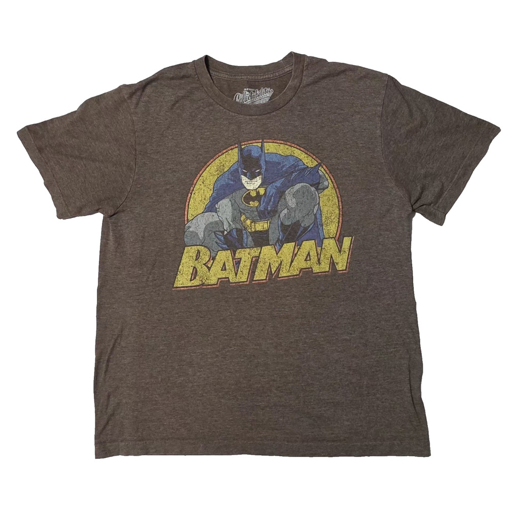 Y2K Old Navy Batman Graphic T-Shirt Mens Large Dark Chocolate Brown Heather